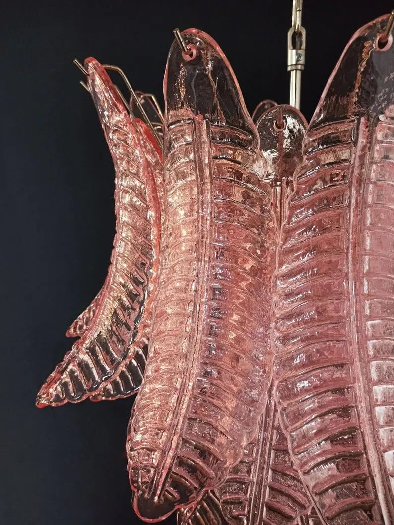 Folia Art 36 glass leaves Chandelier– Pink