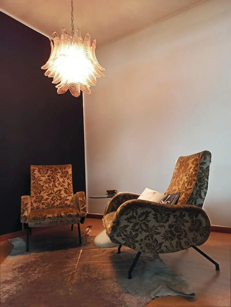 Folia Art 36 glass leaves Chandelier– Pink