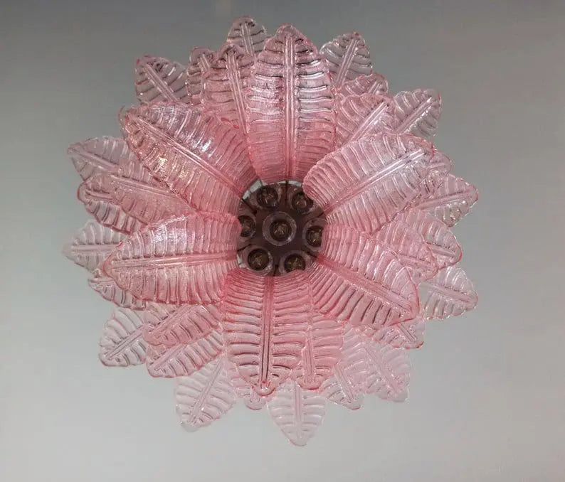 Folia Art 36 glass leaves Chandelier– Pink