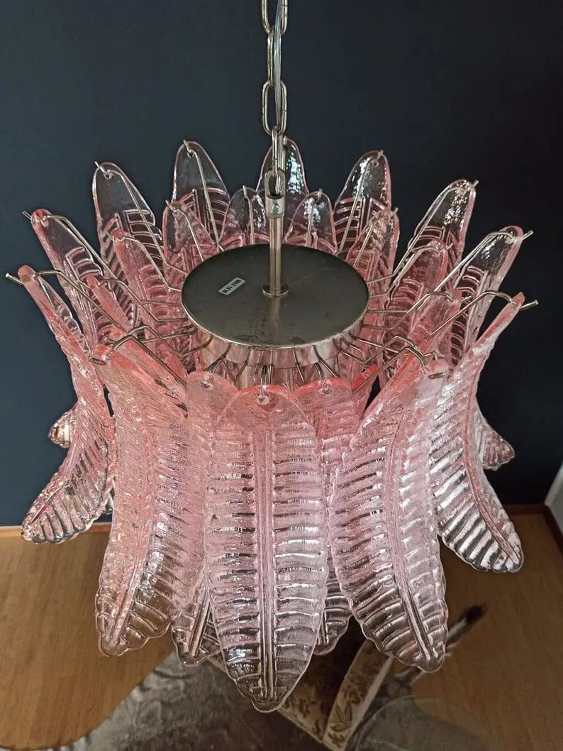 Folia Art 36 glass leaves Chandelier– Pink