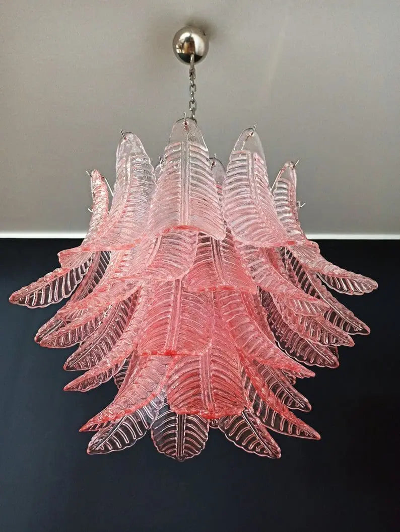Folia Art 36 glass leaves Chandelier– Pink