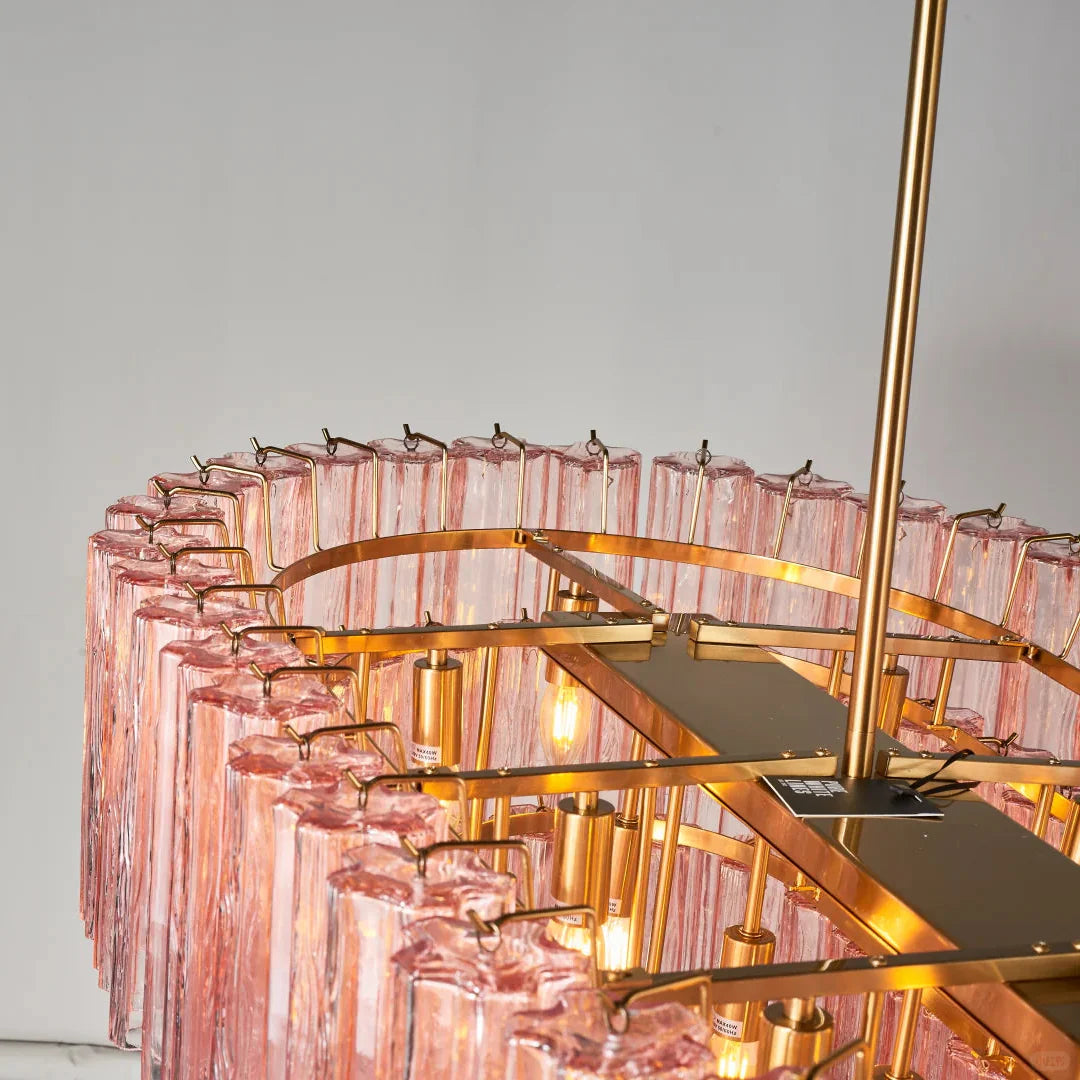 Pastel Art Glass Chandelier 48"