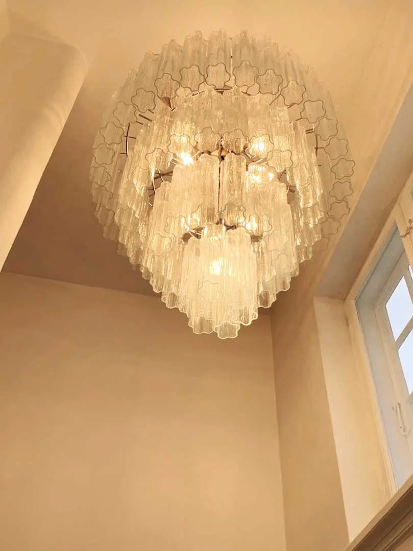 Pastel Art Transparent Glass Chandelier – 78 Tubes