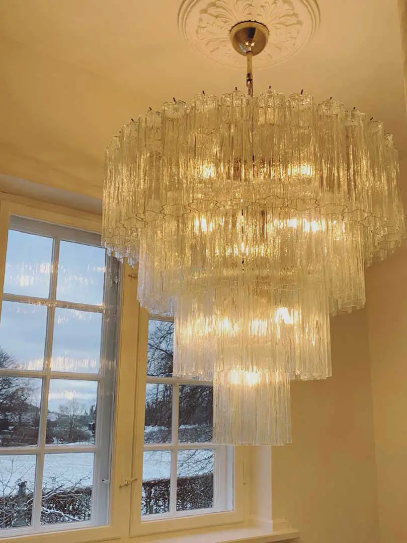 Pastel Art Transparent Glass Chandelier – 78 Tubes