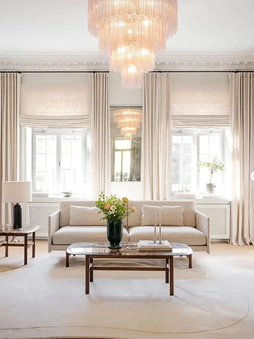 Pastel Art Pink Glass Chandelier – 78 Tubes