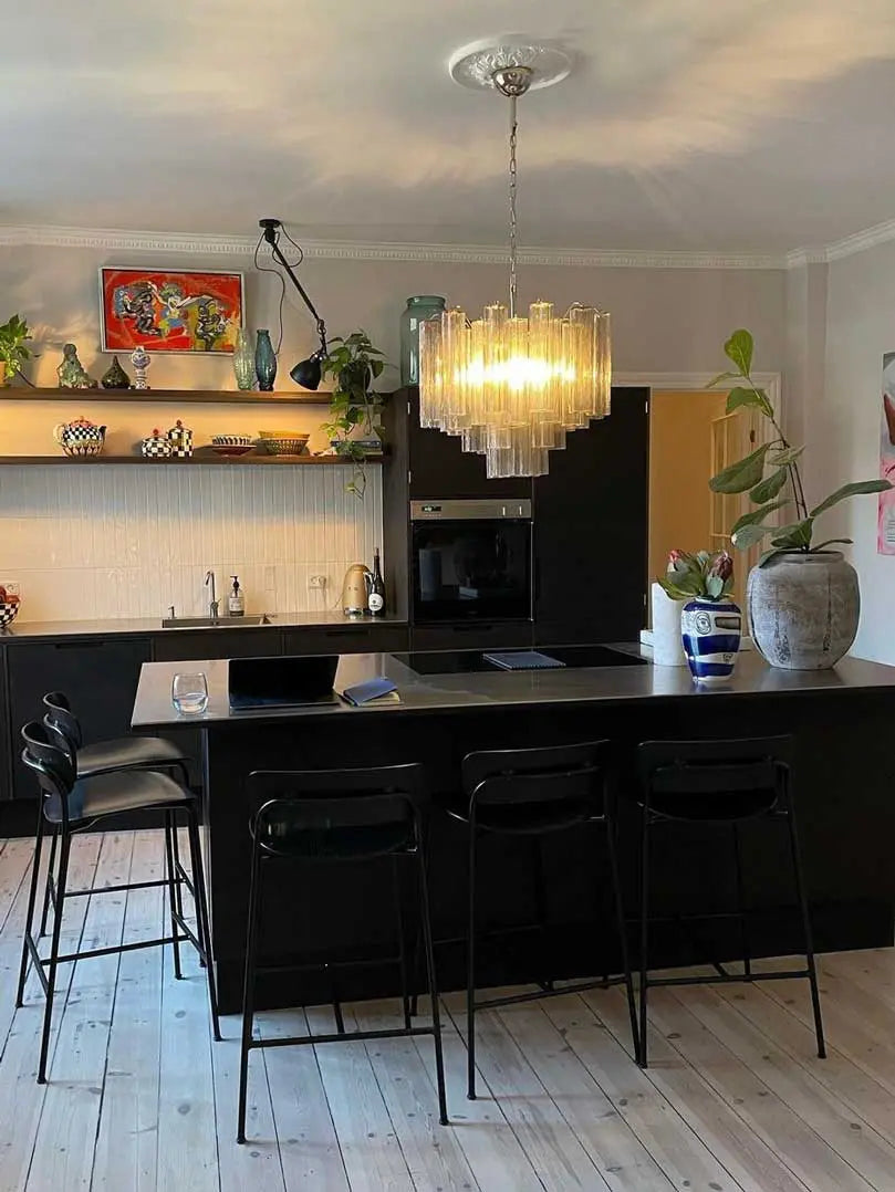 Pastel Art Glass Smoked Chandelier – 36 Tubes