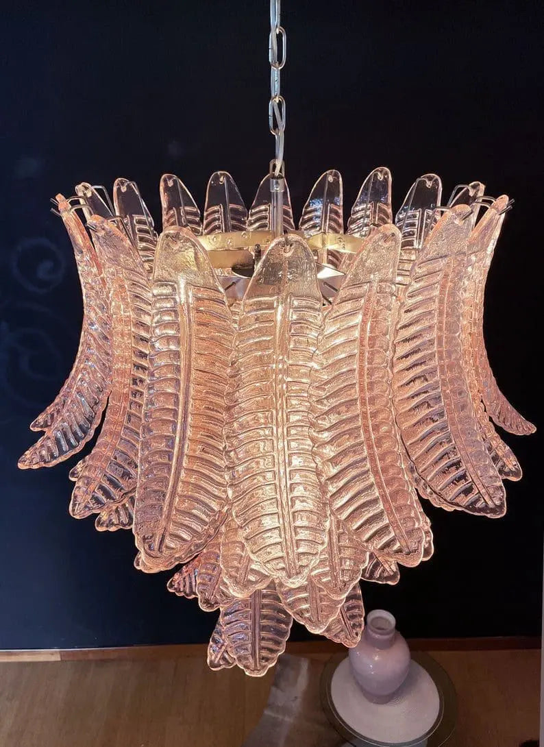 Folia Art 52 Glass Leaves Chandelier– Pink