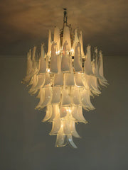 Anthesis Art Glass Chandelier – 85 Petals – White & Transparent
