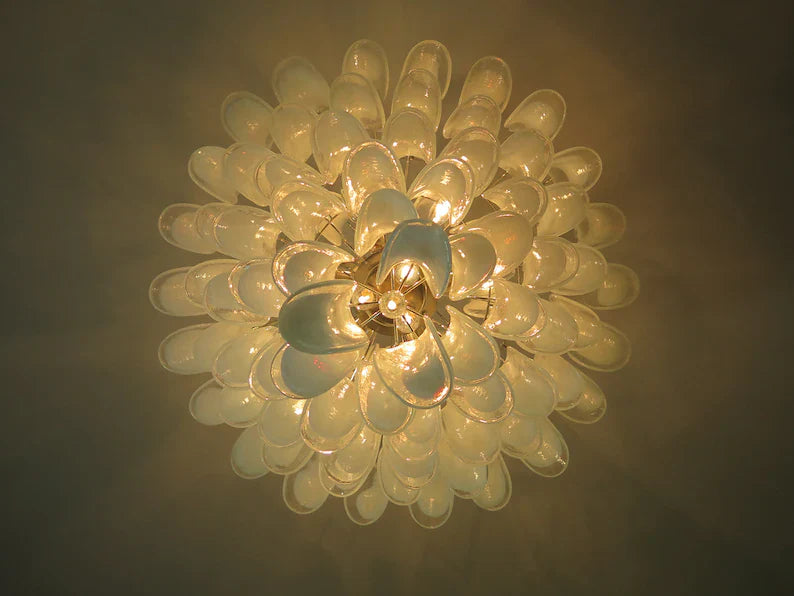 Anthesis Art Glass Chandelier – 85 Petals – White & Transparent